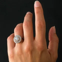 Bague ronde diamants art déco