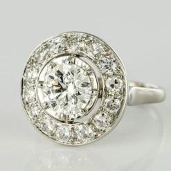 Bague ronde diamants art déco