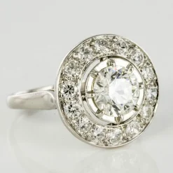 Bague ronde diamants art déco