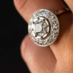Bague ronde diamants art déco