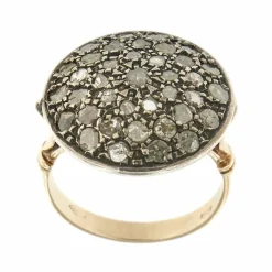 Bague ronde en or jaune avec diamants
