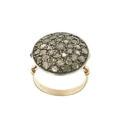 Bague ronde en or jaune avec diamants
