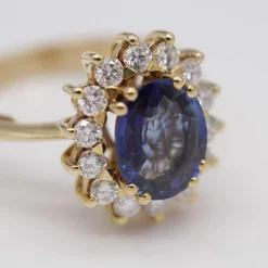 Bague Rosette avec Saphir et Diamant