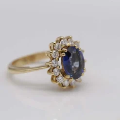 Bague Rosette avec Saphir et Diamant