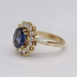 Bague Rosette avec Saphir et Diamant