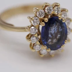 Bague Rosette avec Saphir et Diamant