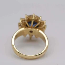 Bague Rosette en Or Jaune Saphir et Diamant