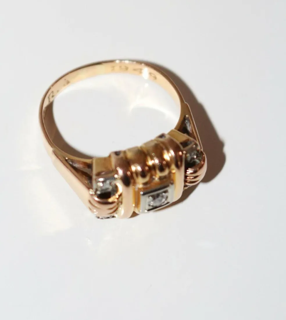 Bague Rétro 1949 or et diamants