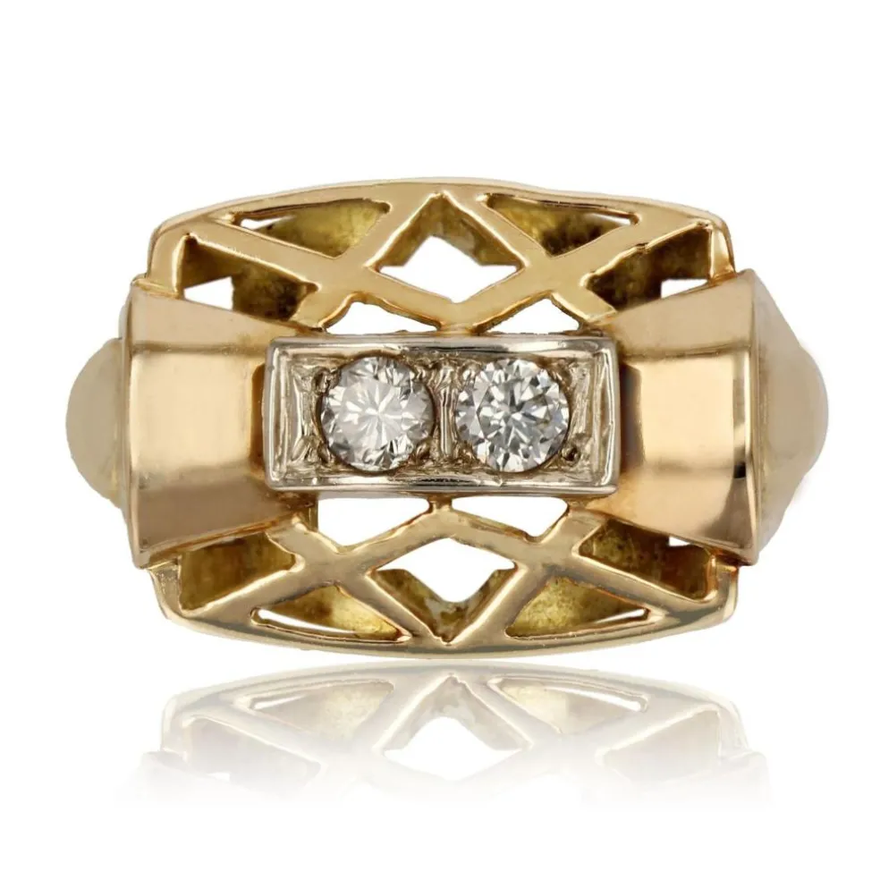 Bague rétro diamants