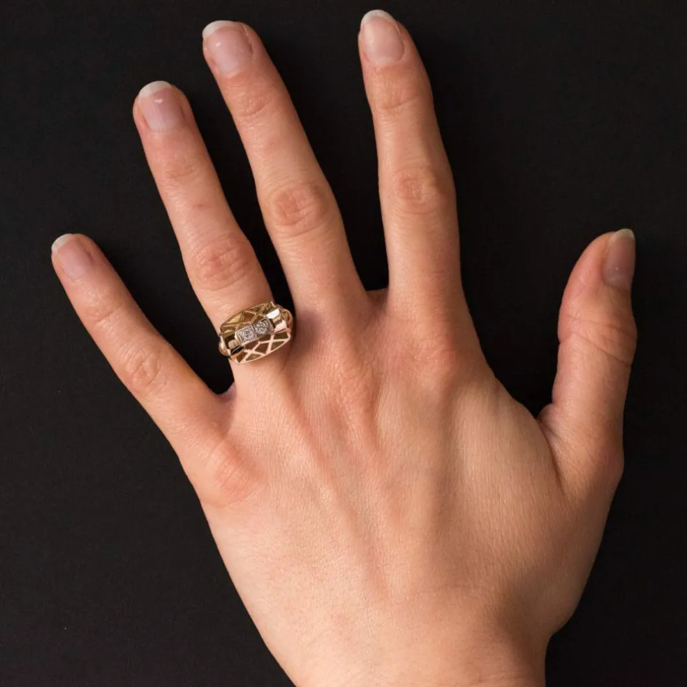 Bague rétro diamants