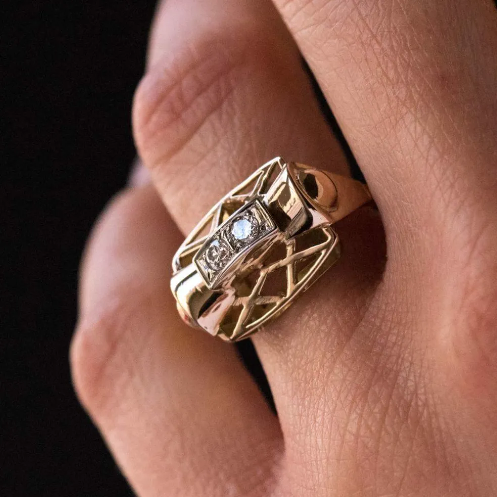 Bague rétro diamants