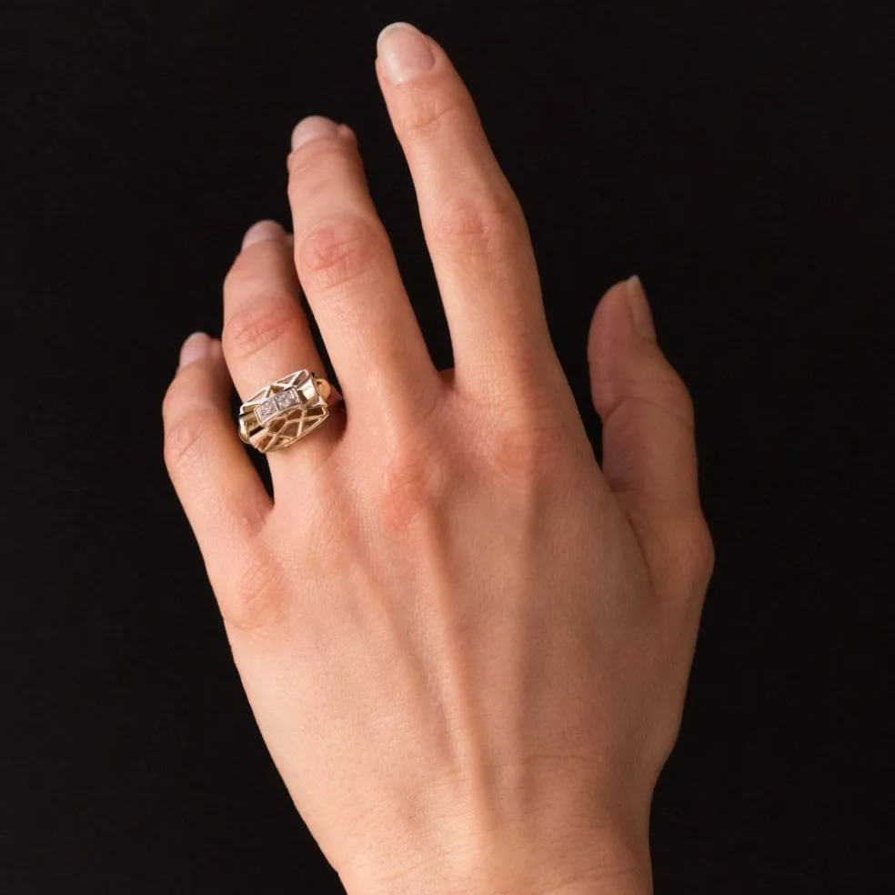 Bague rétro diamants
