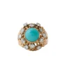 Bague Rétro Dôme Or Jaune Turquoise Diamants