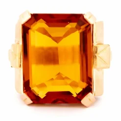 Bague Rétro en Or jaune, Citrine