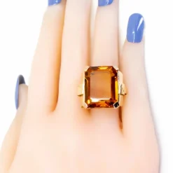 Bague Rétro en Or jaune, Citrine