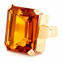 Bague Rétro en Or jaune, Citrine