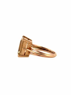 Bague rétro en or jaune et citrine