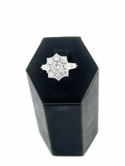 Bague rétro en platine avec diamants certificat HRD