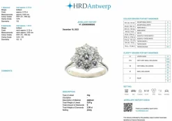 Bague rétro en platine avec diamants certificat HRD