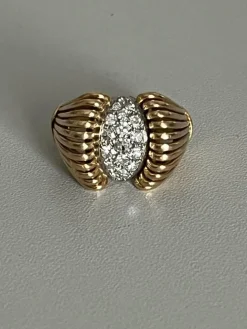 Bague Rétro Fils d'Or Jaune Platine Diamants