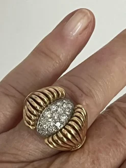 Bague Rétro Fils d'Or Jaune Platine Diamants