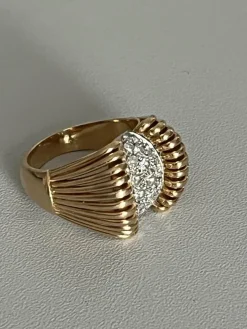 Bague Rétro Fils d'Or Jaune Platine Diamants