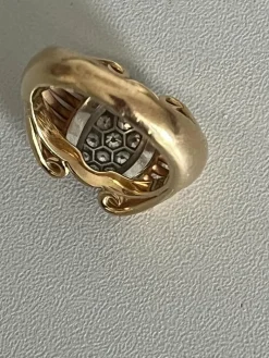 Bague Rétro Fils d'Or Jaune Platine Diamants