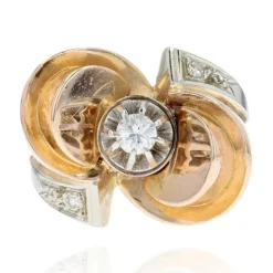 Bague rétro noeud diamants