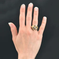 Bague rétro noeud diamants