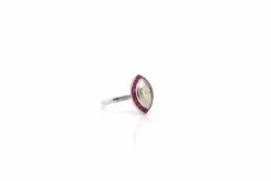 Bague Rétro Or blanc Diamant Rubis