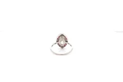 Bague Rétro Or blanc Diamant Rubis