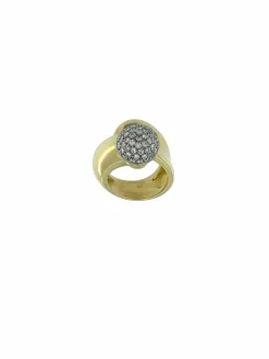 Bague rétro or jaune diamants certificat HRD