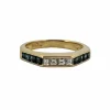Bague rétro or jaune, diamants, saphirs