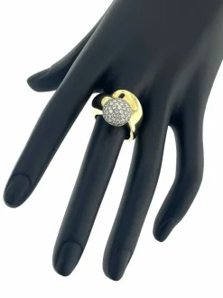 Bague rétro or jaune diamants certificat HRD