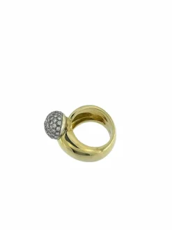 Bague rétro or jaune diamants certificat HRD
