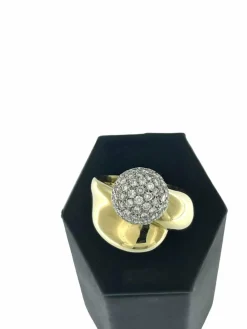Bague rétro or jaune diamants certificat HRD