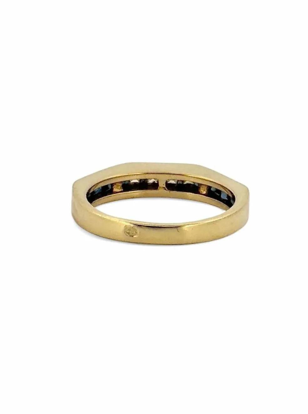 Bague rétro or jaune, diamants, saphirs