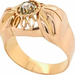 Bague Rétro Quartz Blanc Or Rose