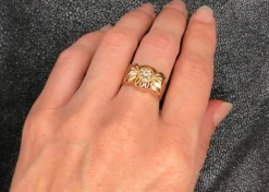 Bague Rétro Quartz Blanc Or Rose
