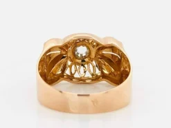 Bague Rétro Quartz Blanc Or Rose