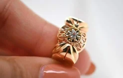 Bague Rétro Quartz Blanc Or Rose