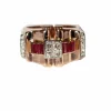 Bague Rétro Rubis Diamants