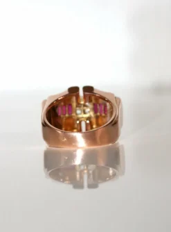 Bague Rétro Rubis Diamants