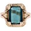 Bague rétro tourmaline indigolite en or