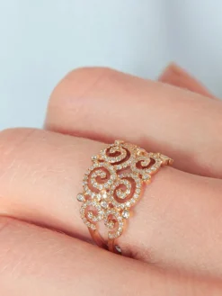 Bague ruban diamants or