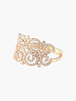 Bague ruban diamants or
