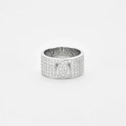 Bague ruban or blanc pavage diamants