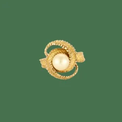 BAGUE RUBAN OR ET PERLE