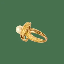BAGUE RUBAN OR ET PERLE