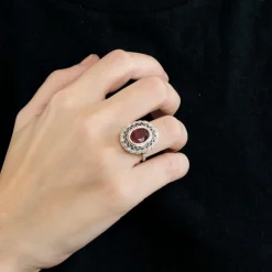 Bague rubellite diamants